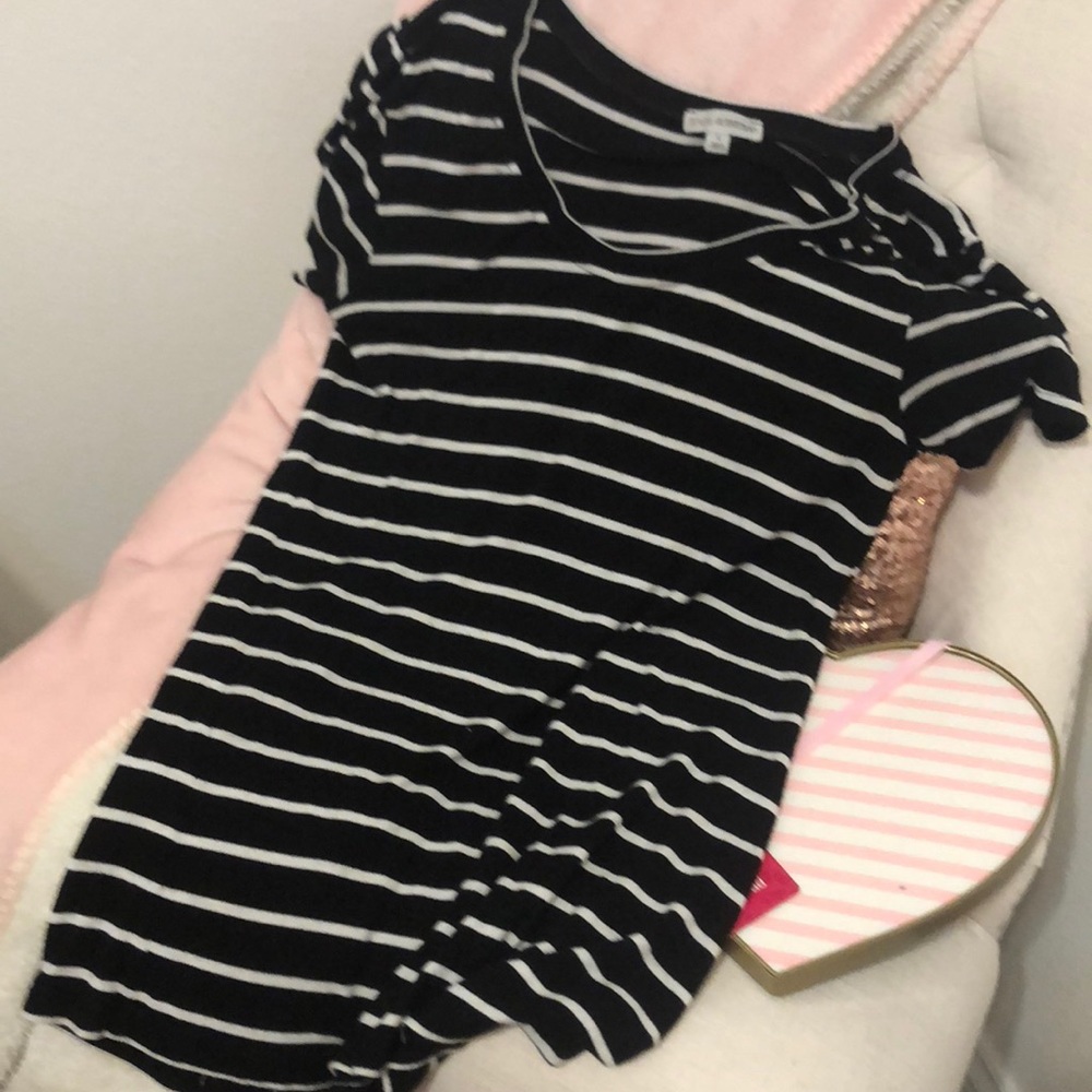 Zenana outfitters black and white striped shirt